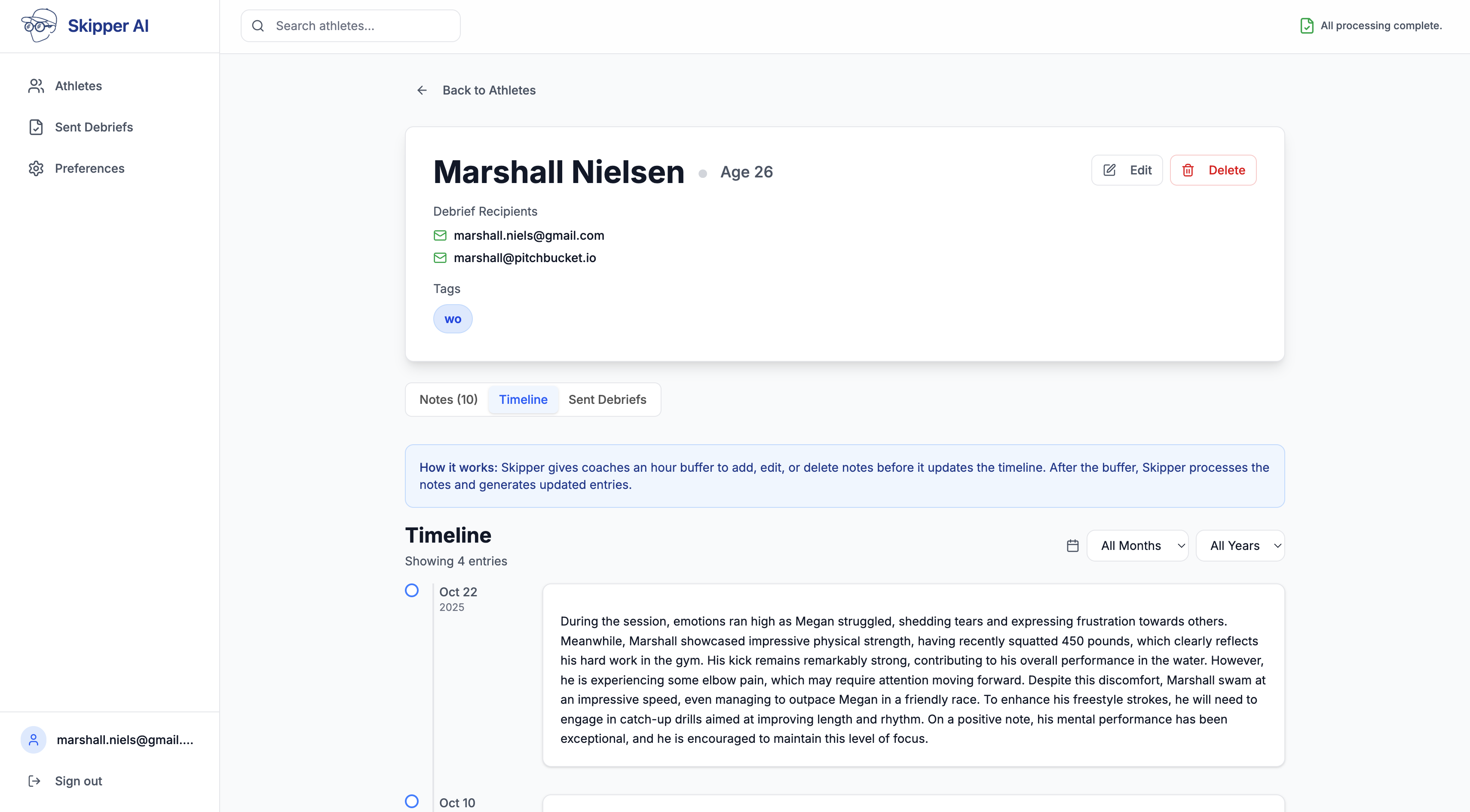 Skipper AI Dashboard - Main View